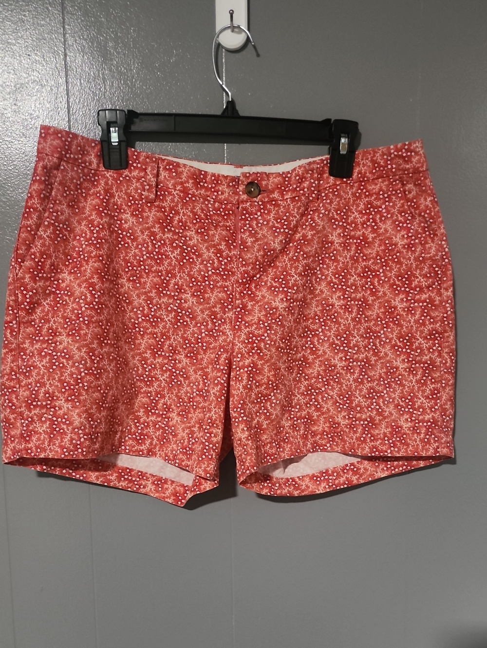 Old Navy Coral-Red Floral Print Bermuda Shorts